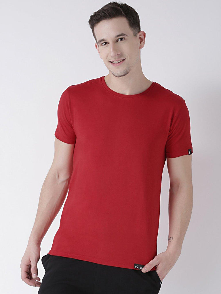 DUO-Half Sleeve Red(Men) Grey(Women) Color Plain Couple Tshirts - Young Trendz