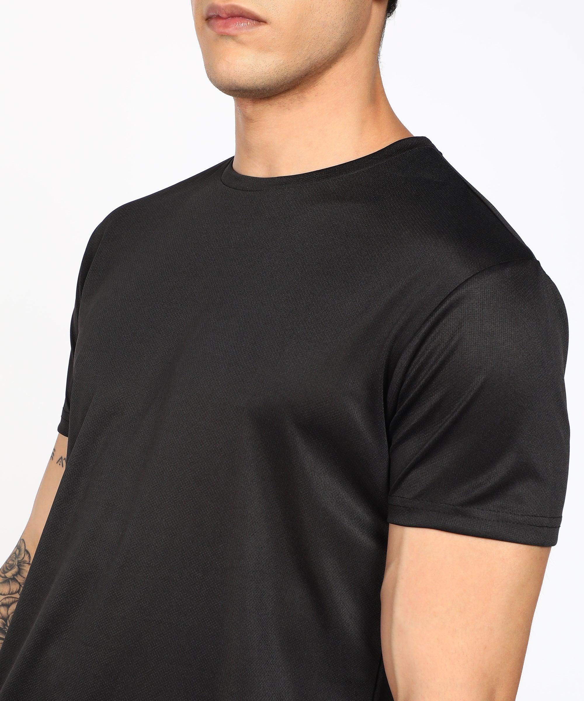 Mens Round Neck Half Sleeve Polyster Dry-Fit Sports Combo Solid T.shirts (Pack Of 3) - Young Trendz