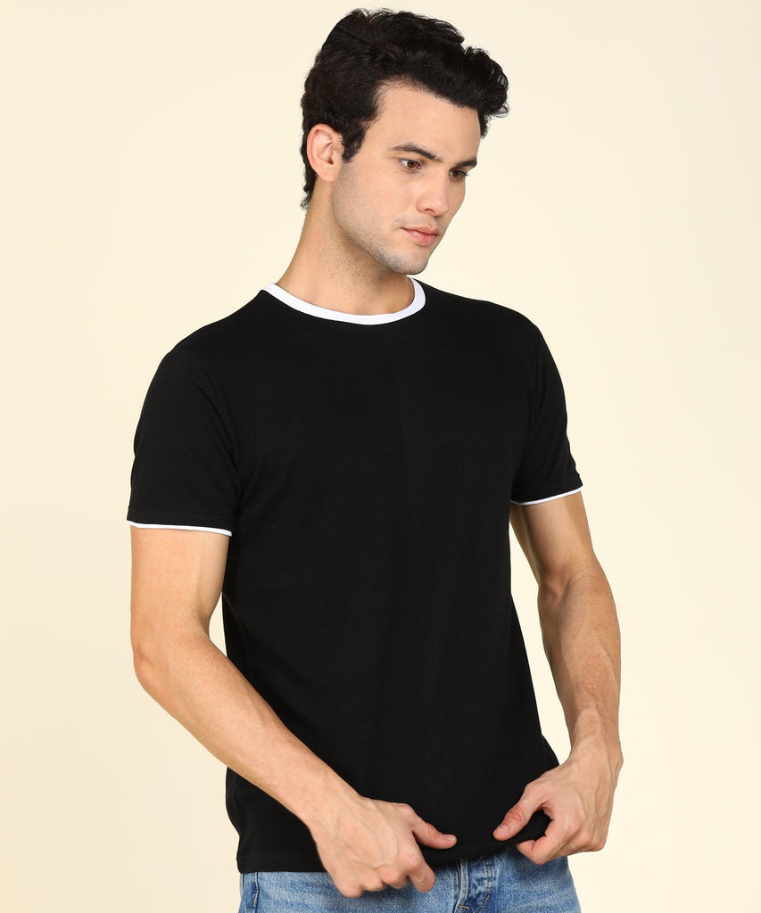 Mens Contrast Crew Neck Half Sleeve T-Shirts - Young Trendz