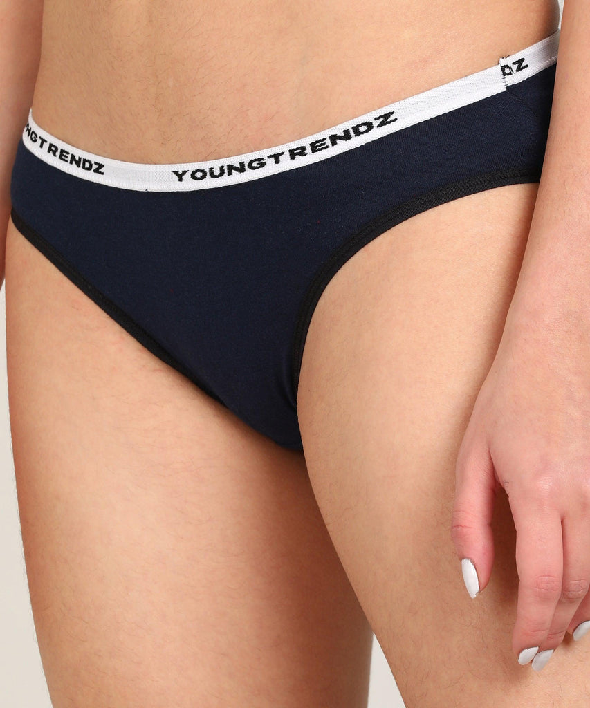 Women Branded Elastic Hipster Pack Of 3 - Briefs - Young Trendz