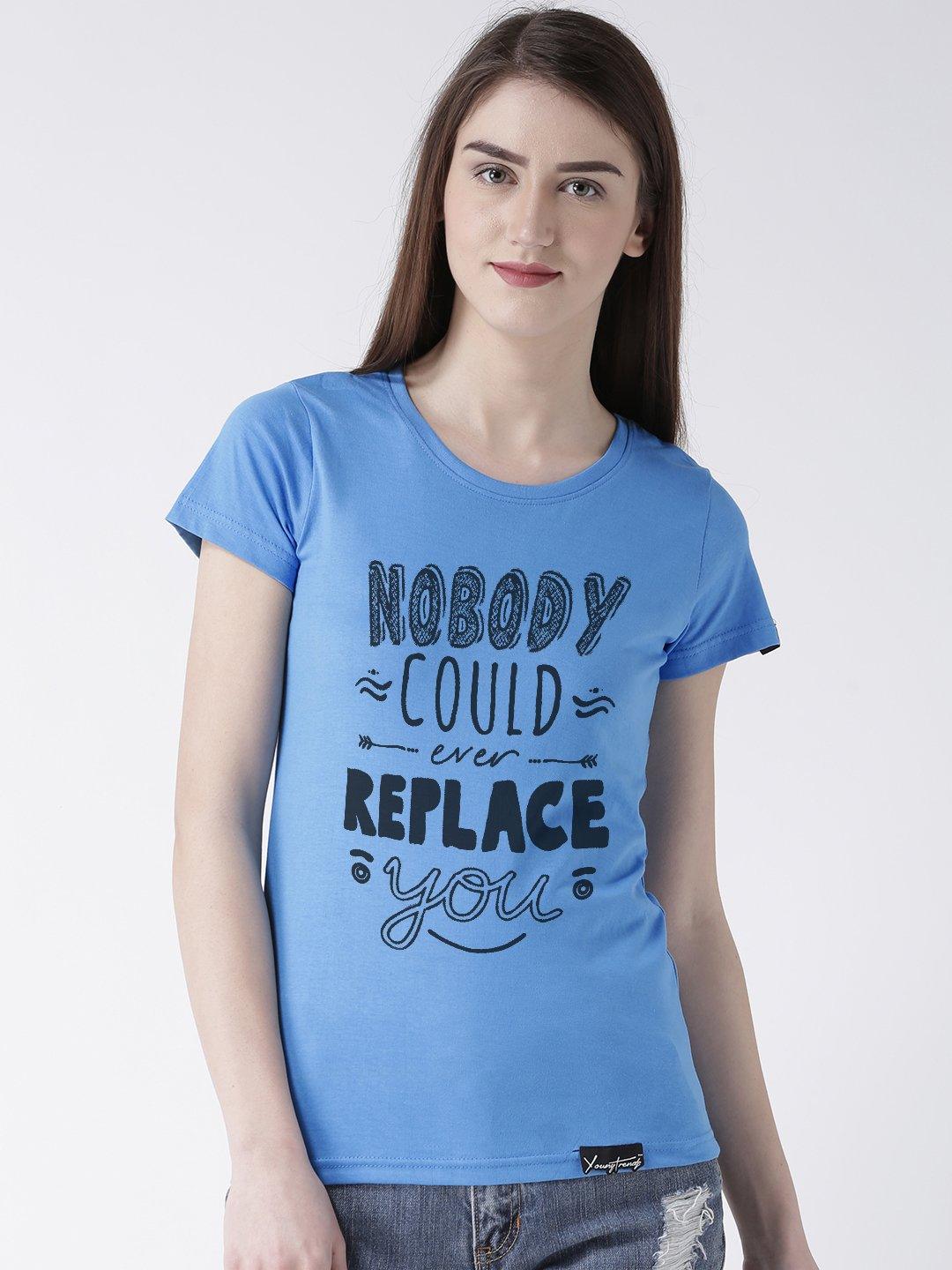 Nobody Printed Skyblue Color Couple Tshirts - Young Trendz