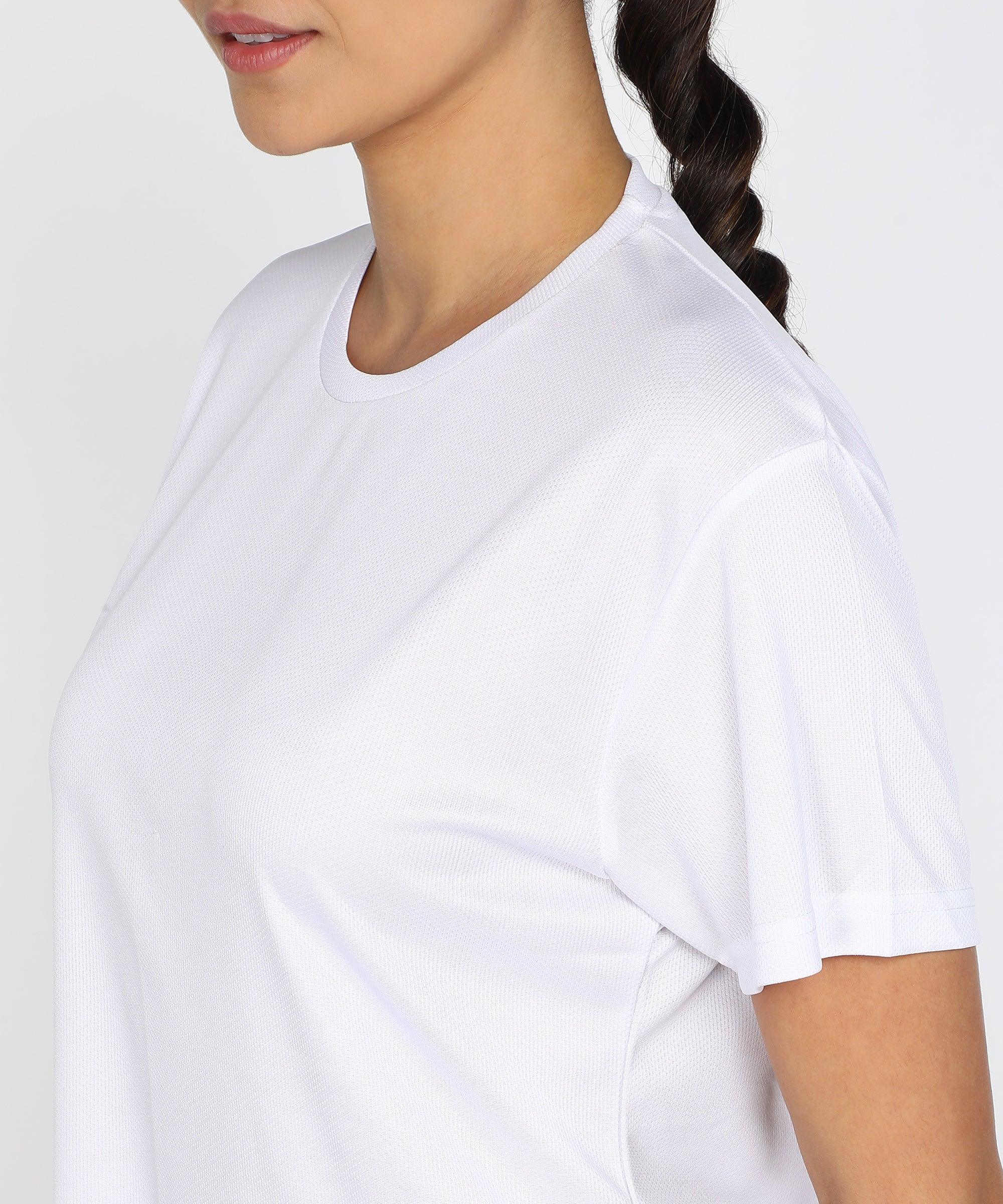 Womens Dry-Fit Sports T.shirt (White) - Young Trendz