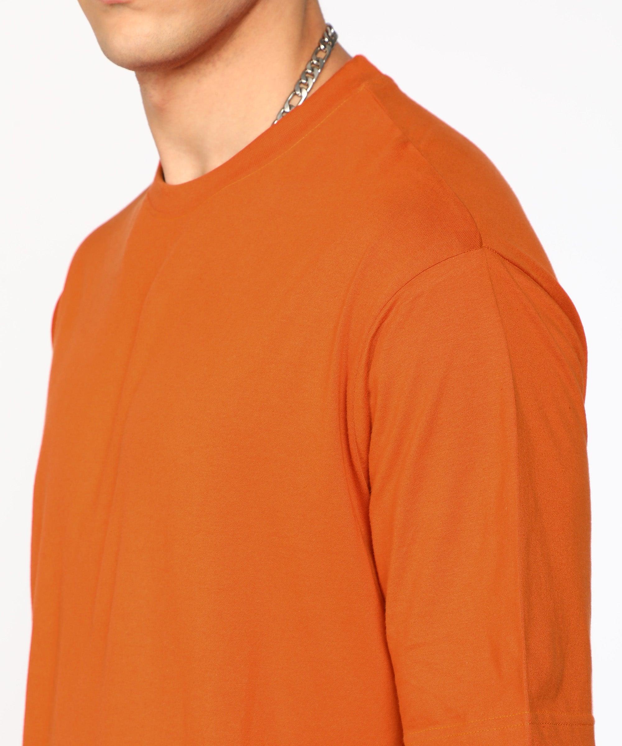 Solid Mens Oversize Tshirt Solid Men Round Neck Rustic Brown T-Shirt - Young Trendz