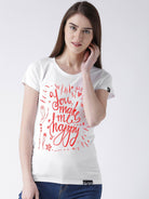 DUO-Happy Printed Half Sleeve Grey(Men) White(Women) Color Couple Tshirts - Young Trendz