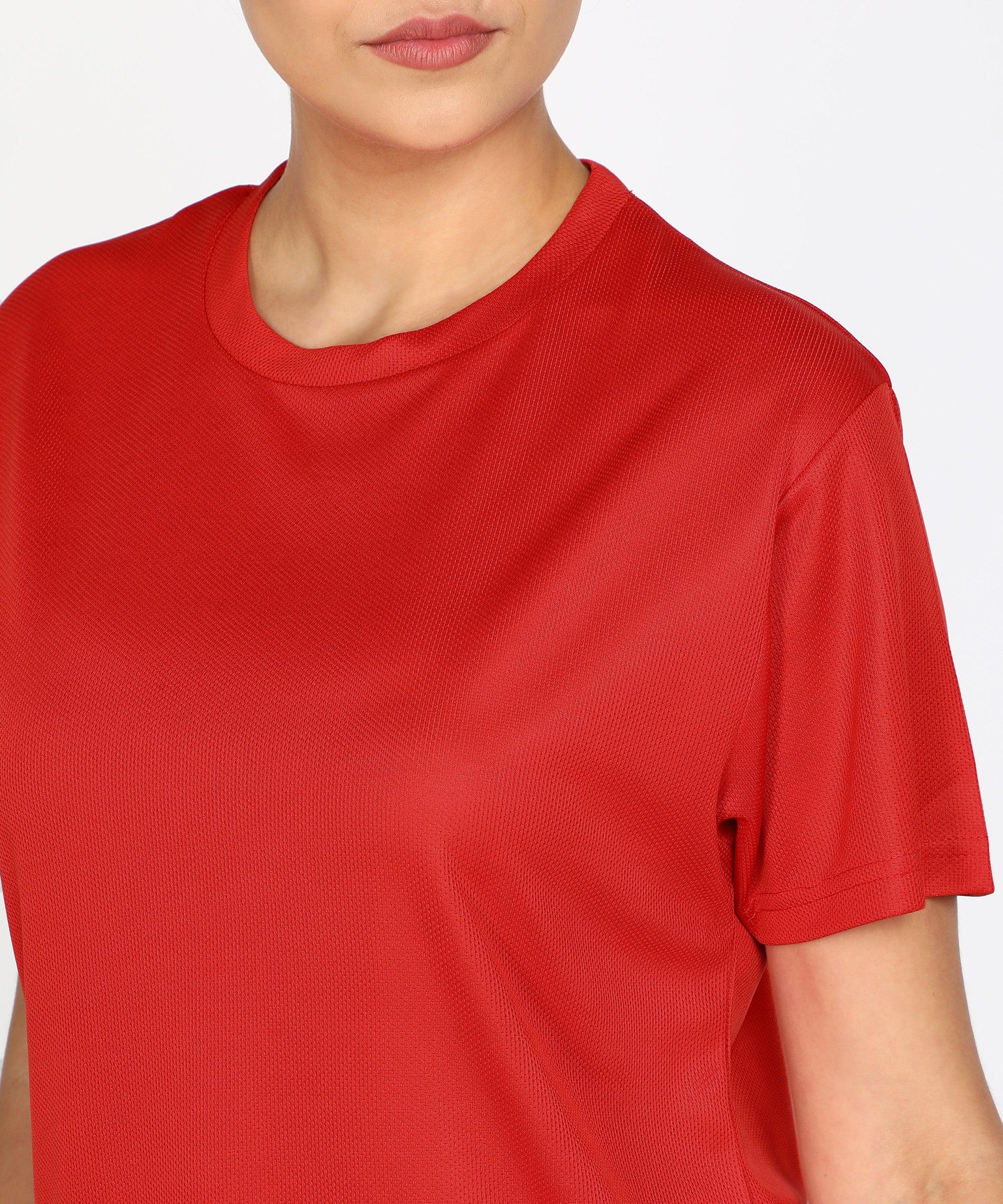 Womens Dry-Fit Sports T.shirt (Red) - Young Trendz