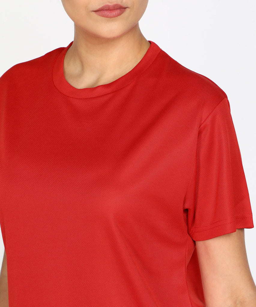 Womens Dry-Fit Sports T.shirt (Red) - Young Trendz