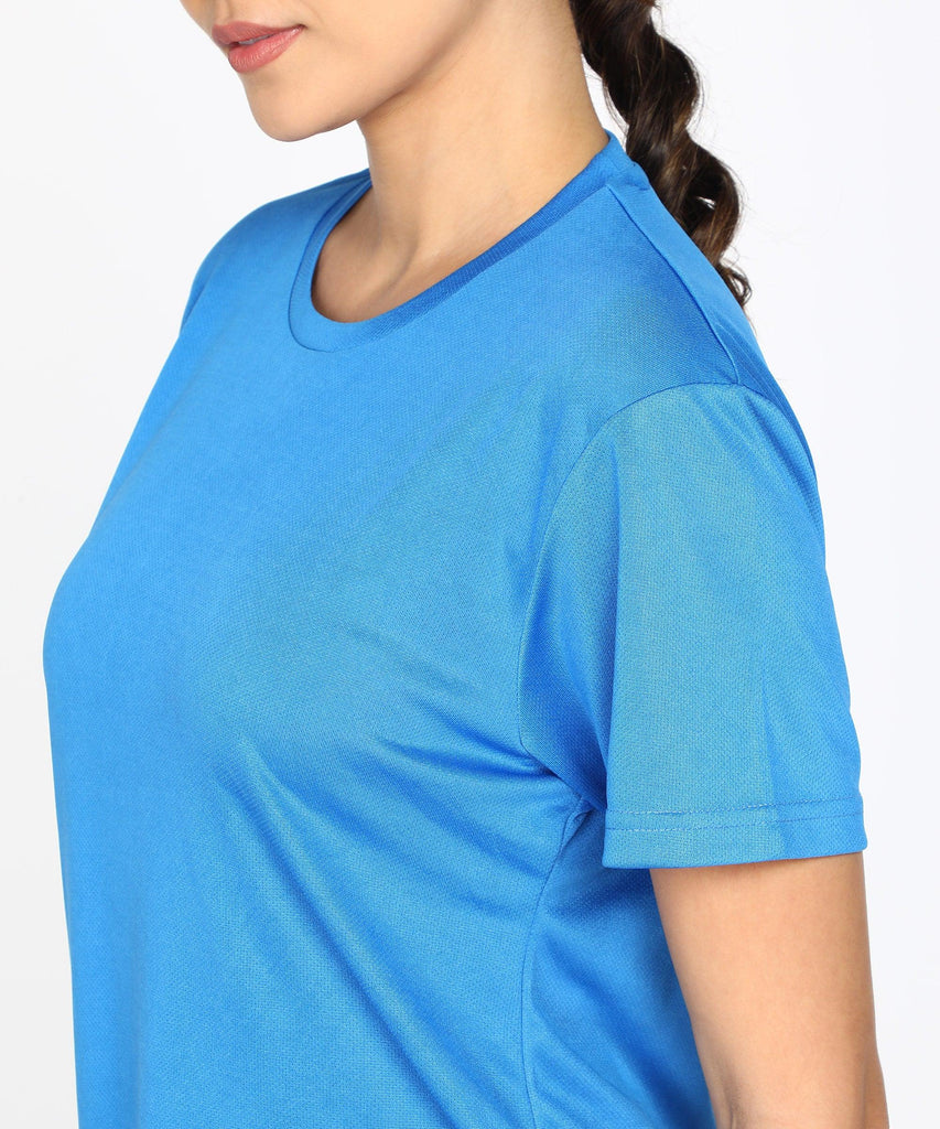 Womens Dry-Fit Sports T.shirt (Blue) - Young Trendz