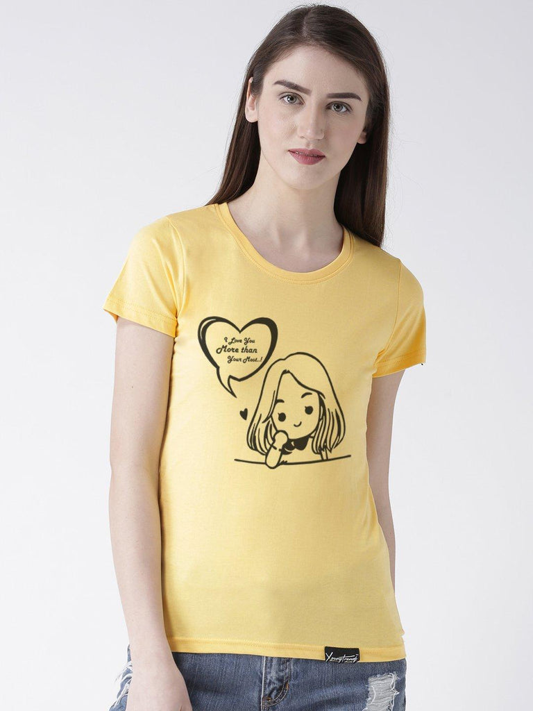 Love you Printed Yellow Color Couple Tshirts - Young Trendz