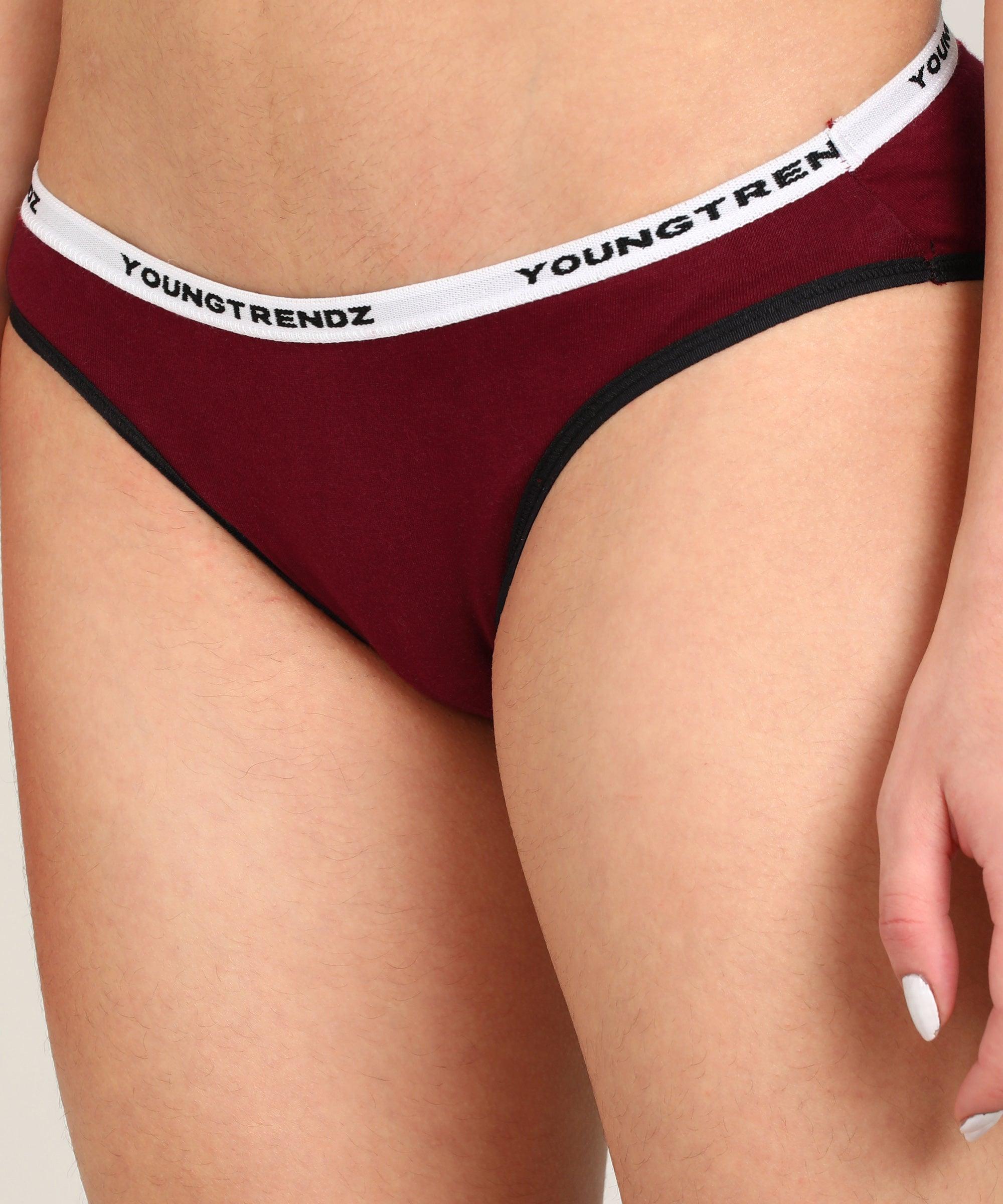 Women Branded Elastic Hipster Pack Of 3 - Briefs - Young Trendz