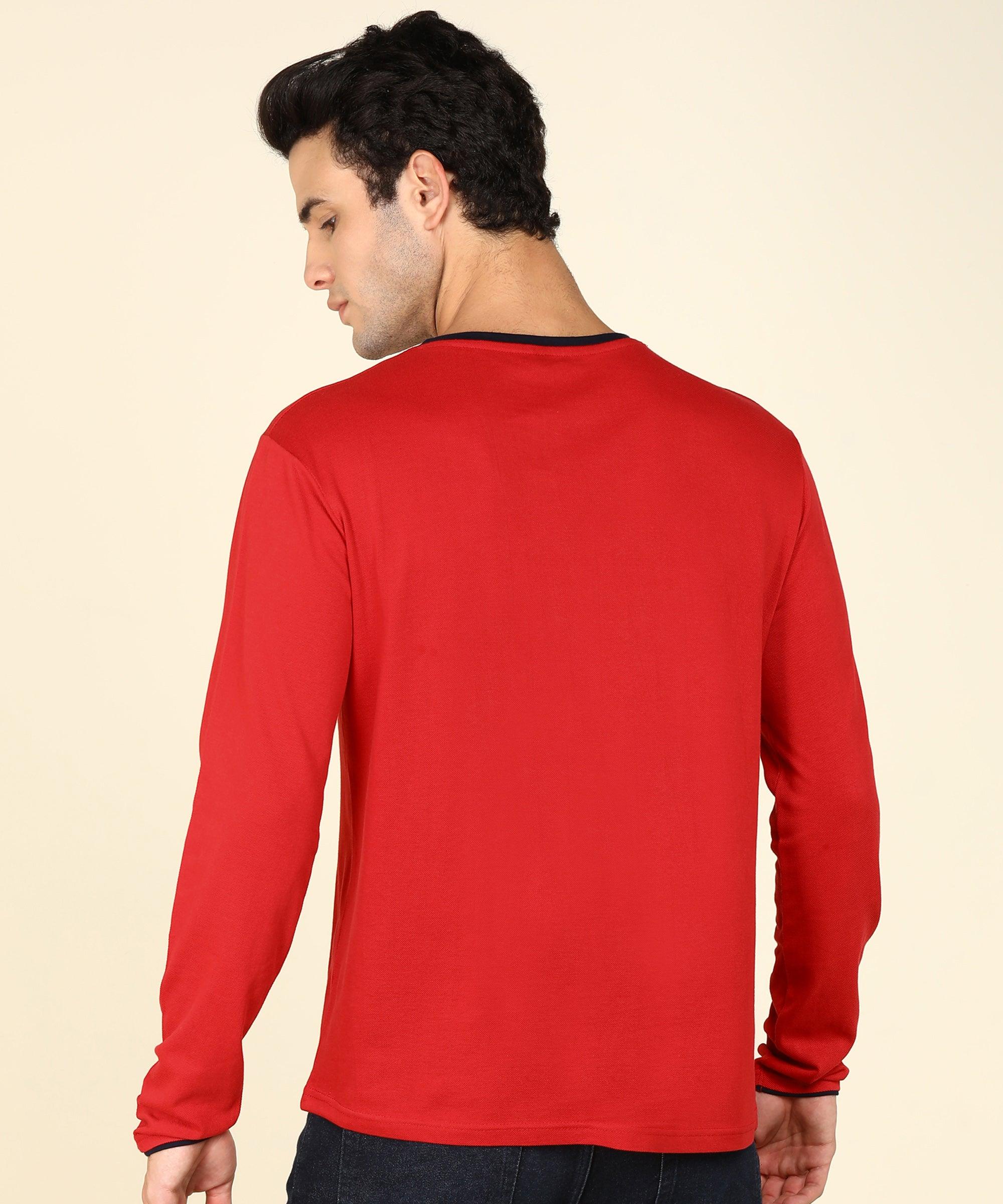 Mens Contrast Crew Neck Full Sleeve T-Shirts - Young Trendz