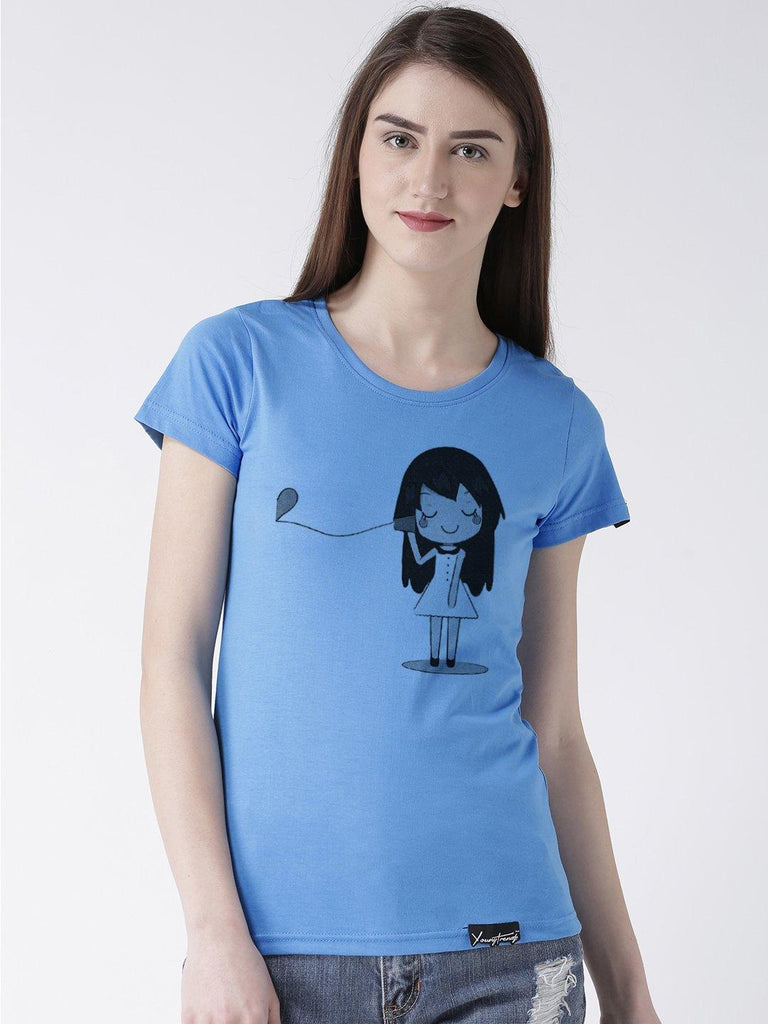 Phone Printed Skyblue Color Couple Tshirts - Young Trendz