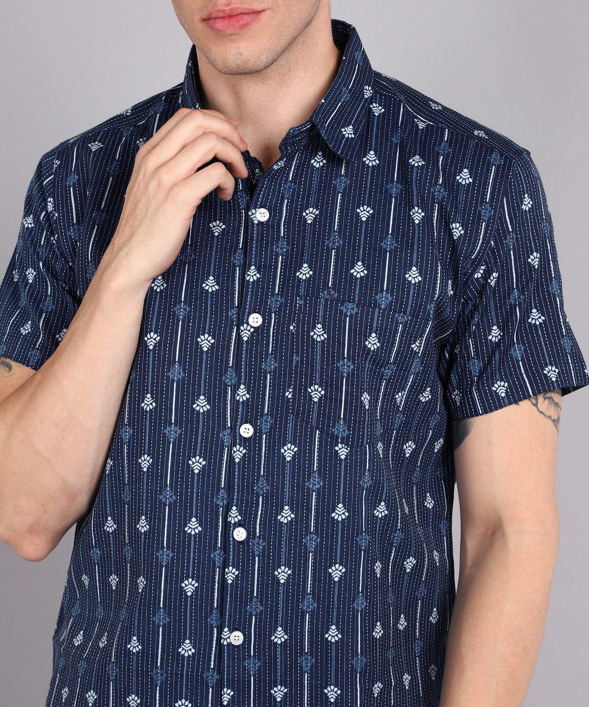 Mens Half Sleeve Casual Printed Shirt - Young Trendz