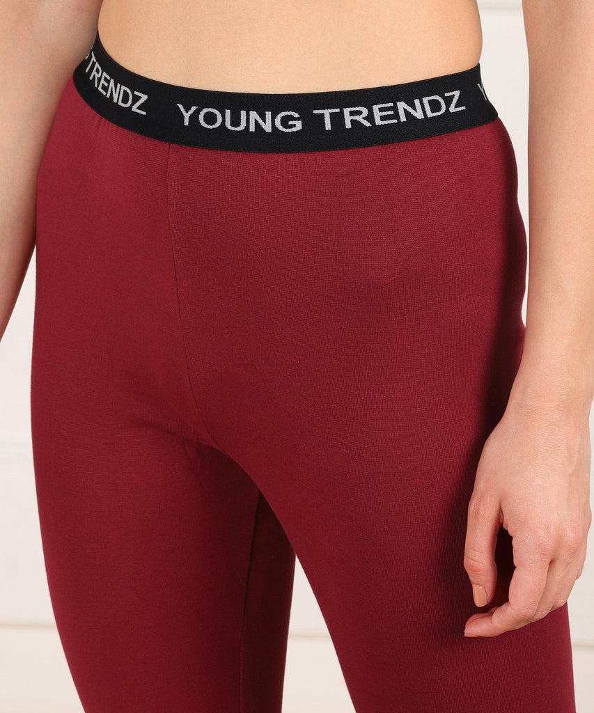 Womens Sports Tights (Maroon) - Young Trendz