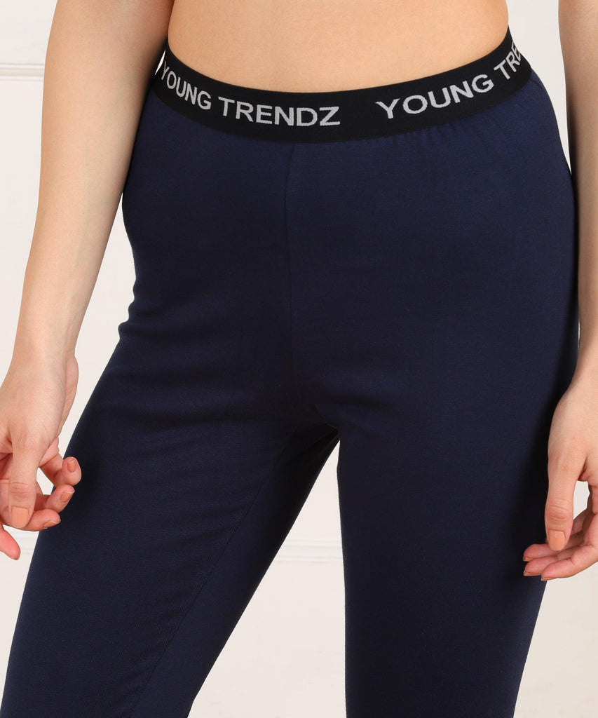 Womens Sports Tights (Navy) - Young Trendz