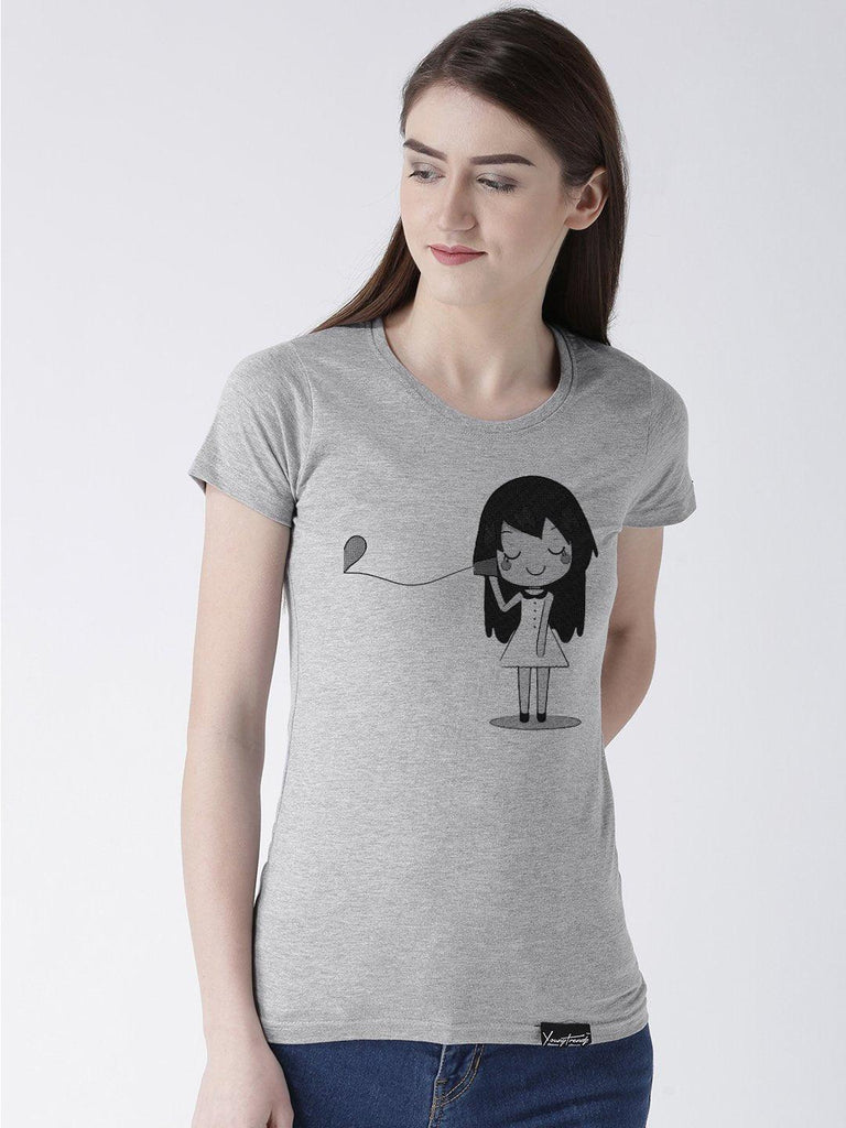 Phone Printed Grey Color Couple Tshirts - Young Trendz
