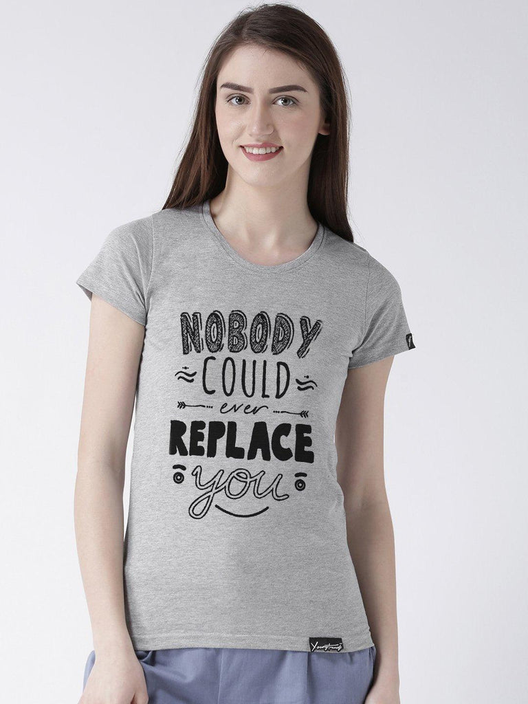Nobody Printed Red(Men) Grey(Women) Color Printed Couple Tshirts - Young Trendz