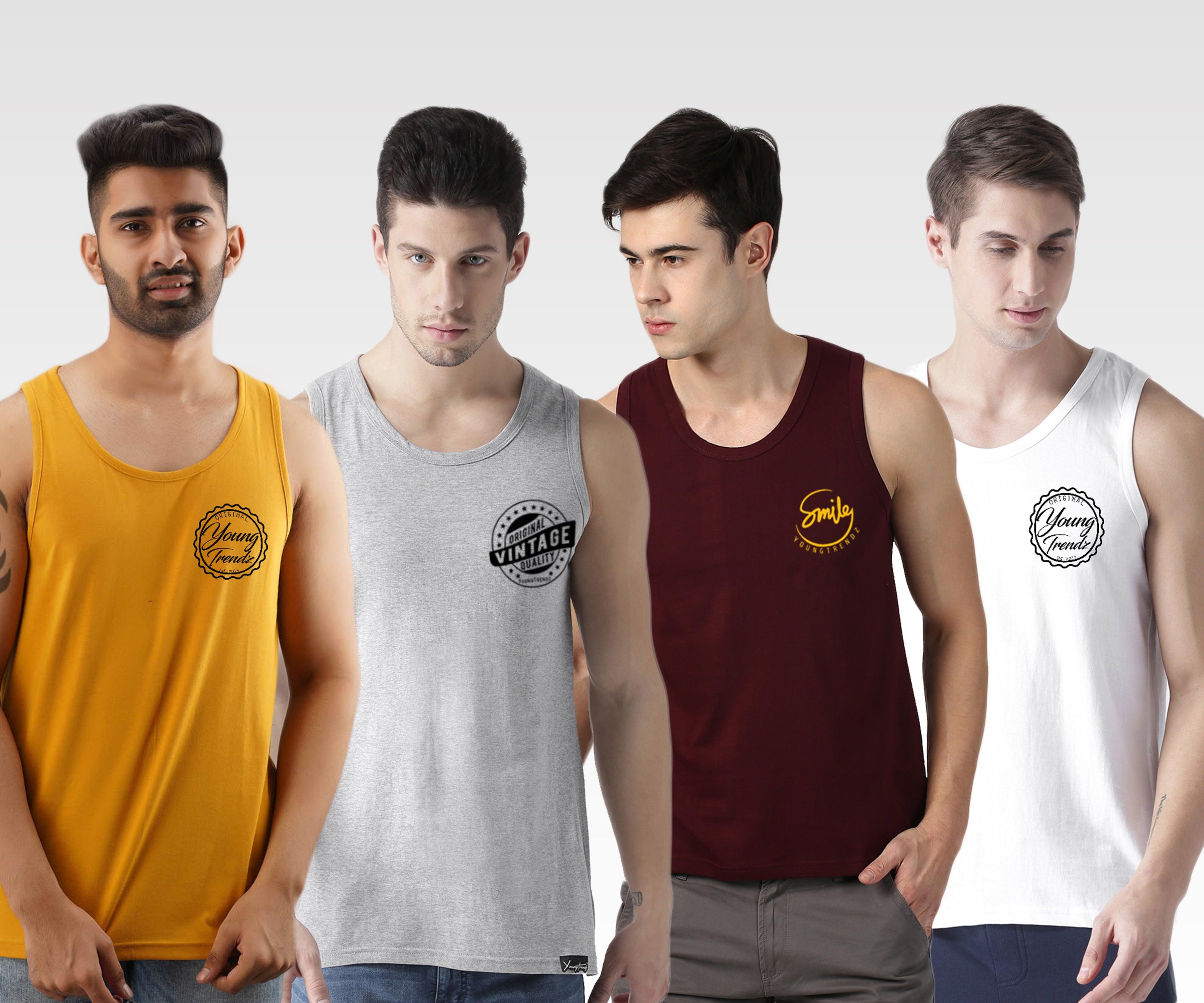 Mens Printed Sleeveless Combo Tshirt - Young Trendz