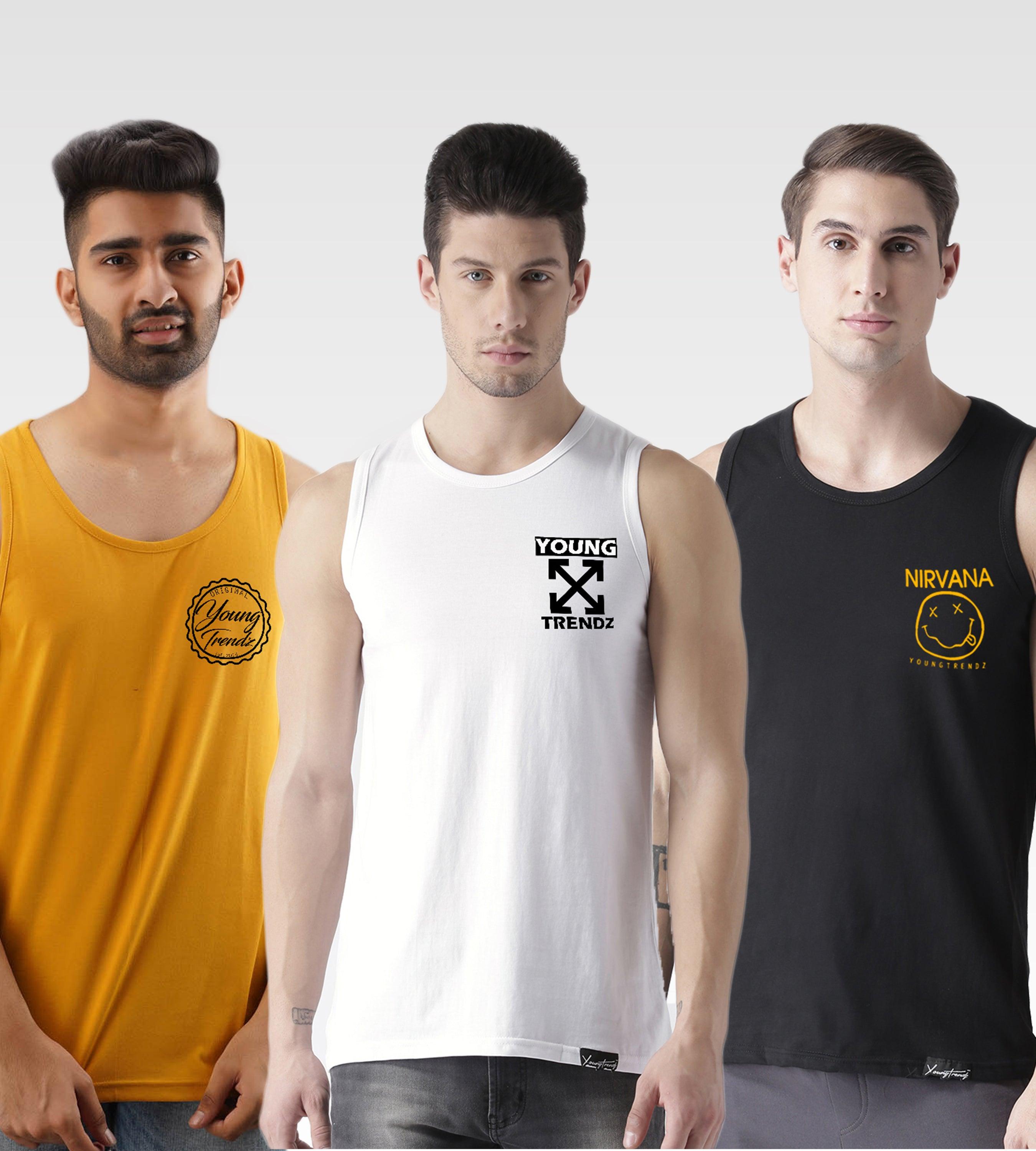 Mens Printed Sleeveless Combo Tshirt - Young Trendz