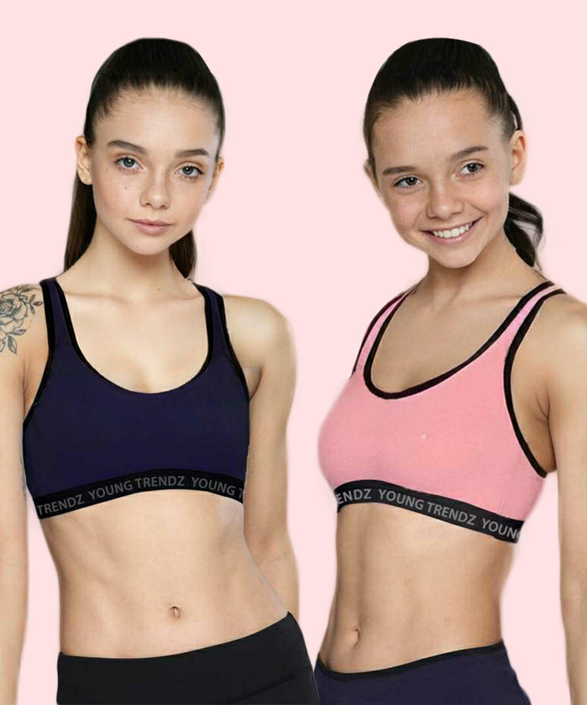 Young Trendz Girls Non Padded Combo Sports Bra(Pack of 2) - Young Trendz