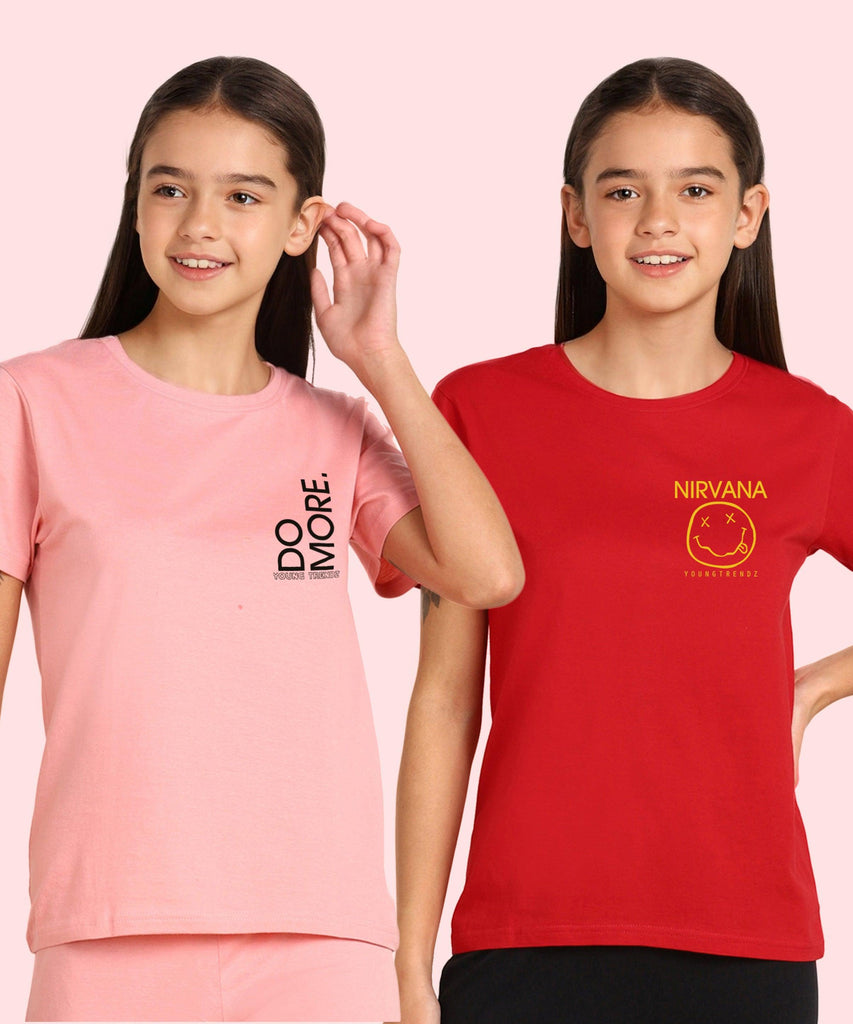 Young Trendz Girls Regular Fit Combo Printed Tshirt (Pack of 2) - Young Trendz