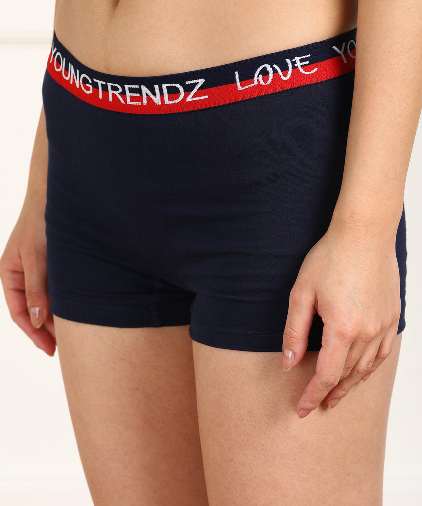 Young Trendz Women Love Elastic Boy Short Navy Panty - Young Trendz