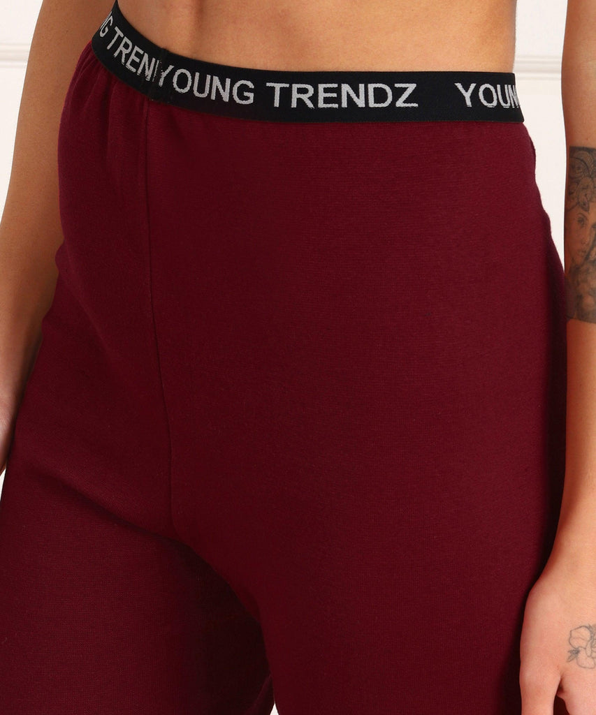 Young Trendz Womens Active Co-Ord Set (Black_Maroon) - Young Trendz