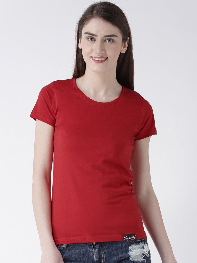 DUO-Half Sleeve White(Men) Red(Women) Color Plain Couple Tshirts - Young Trendz