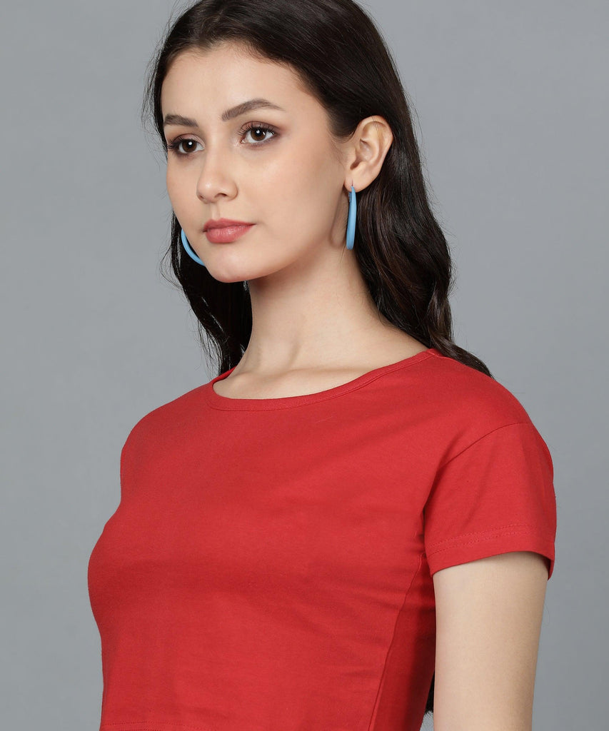 Young trendz Women's Casual Half Sleeve Red Top - Young Trendz