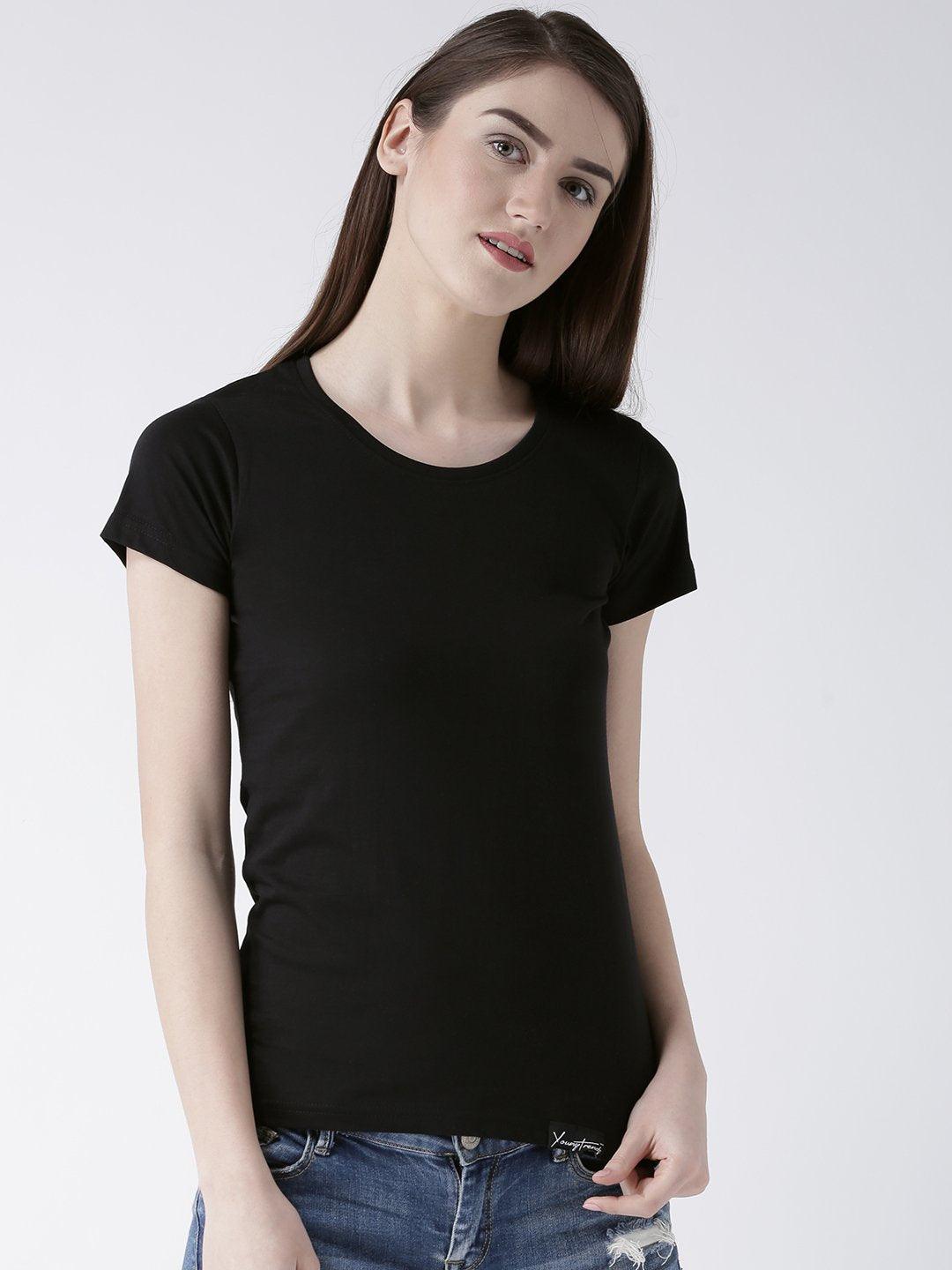 Black Color Plain Couple Tshirts - Young Trendz