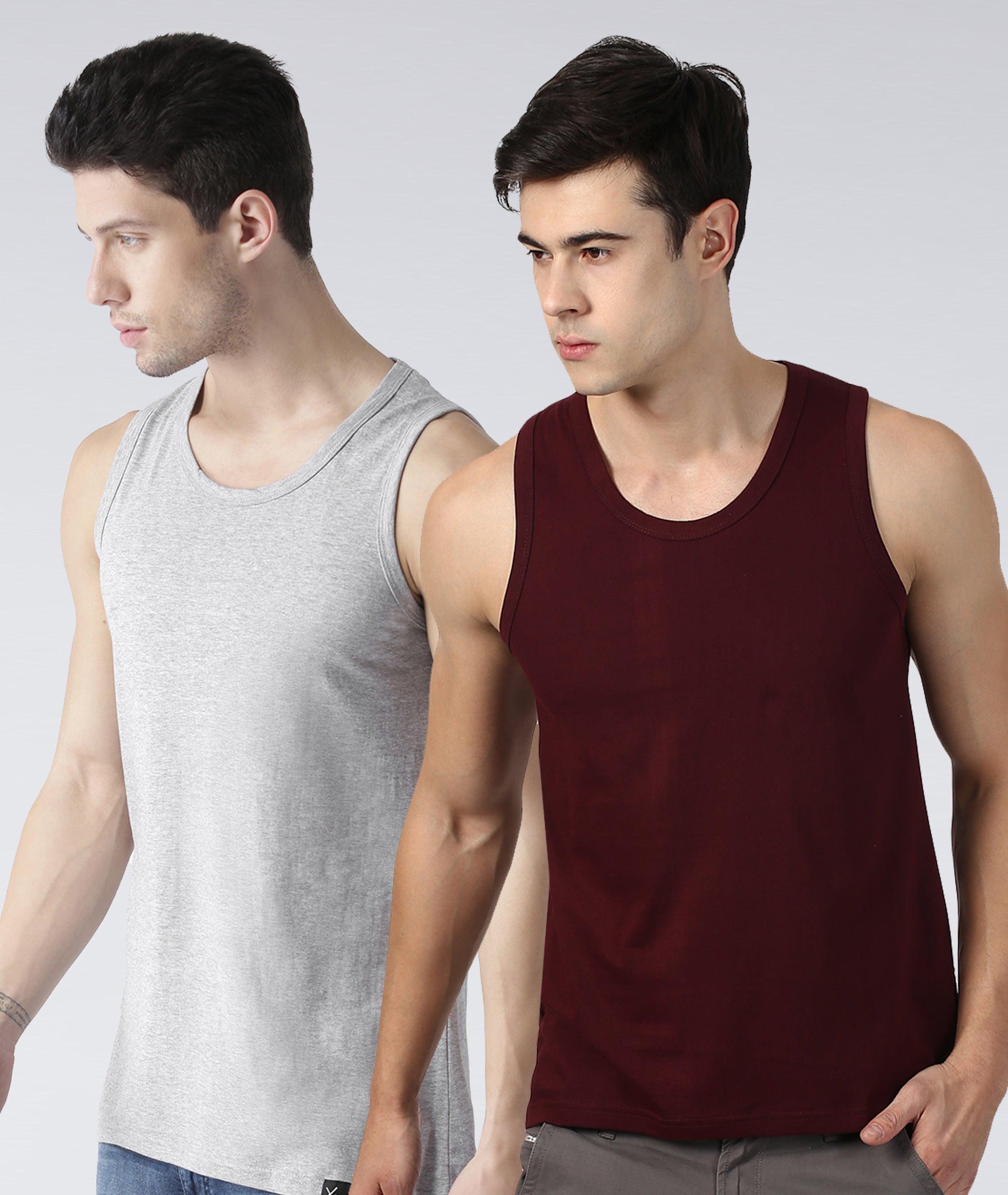 Mens Plain Sleeveless Combo Tshirt - Young Trendz