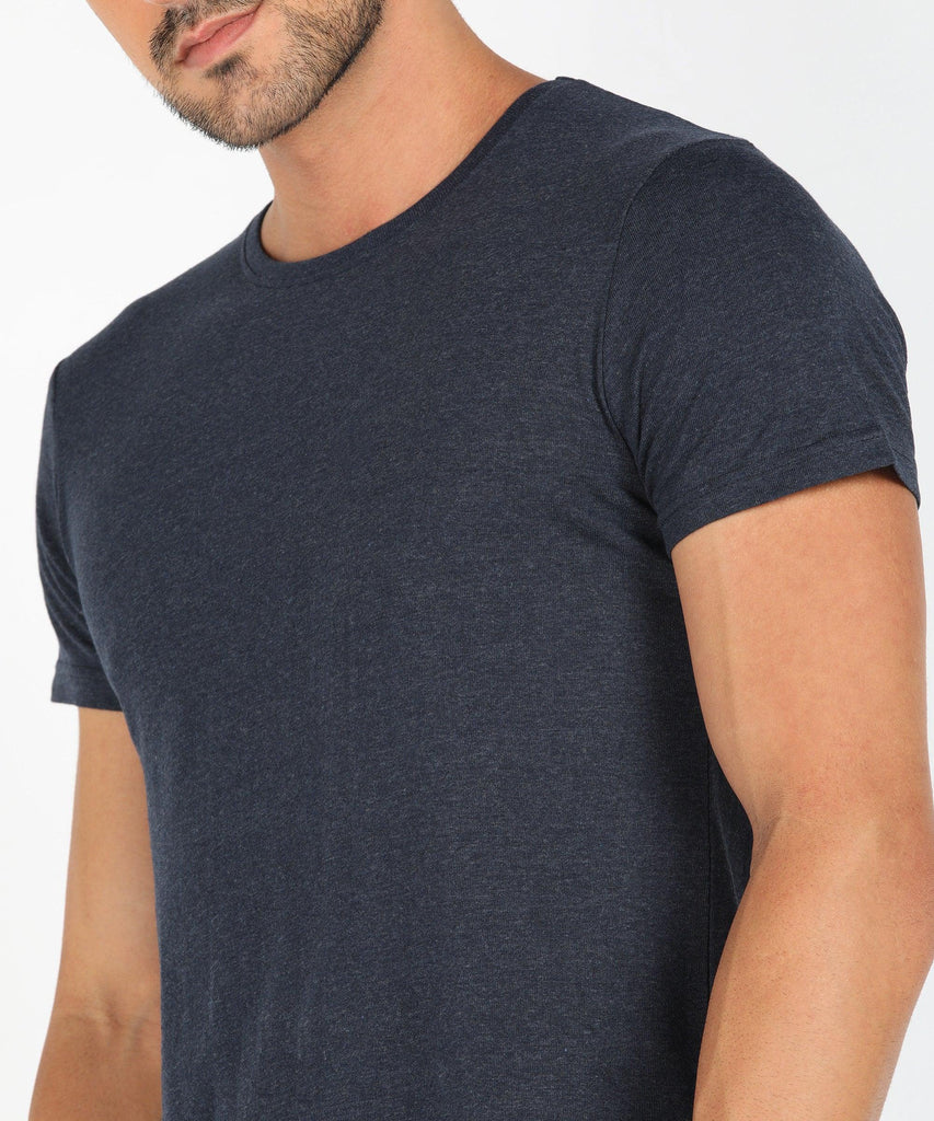 Young Trendz Men Halfsleeve Solid Tshirt (Navy) - Young Trendz