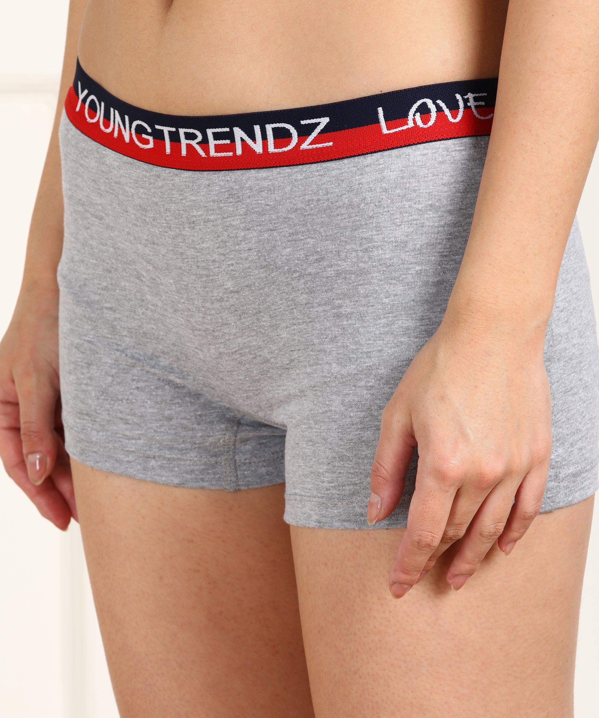 Young Trendz Women Love Elastic Boy Short Grey Panty - Young Trendz