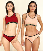 Womens Pink Trendz Sports Bar Bikini Combo lingerie Set - Young Trendz