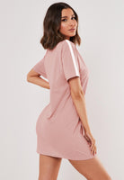 Women Sleeve striped Night Dress - Knee Length Combo (GREY&PINK) - Young Trendz