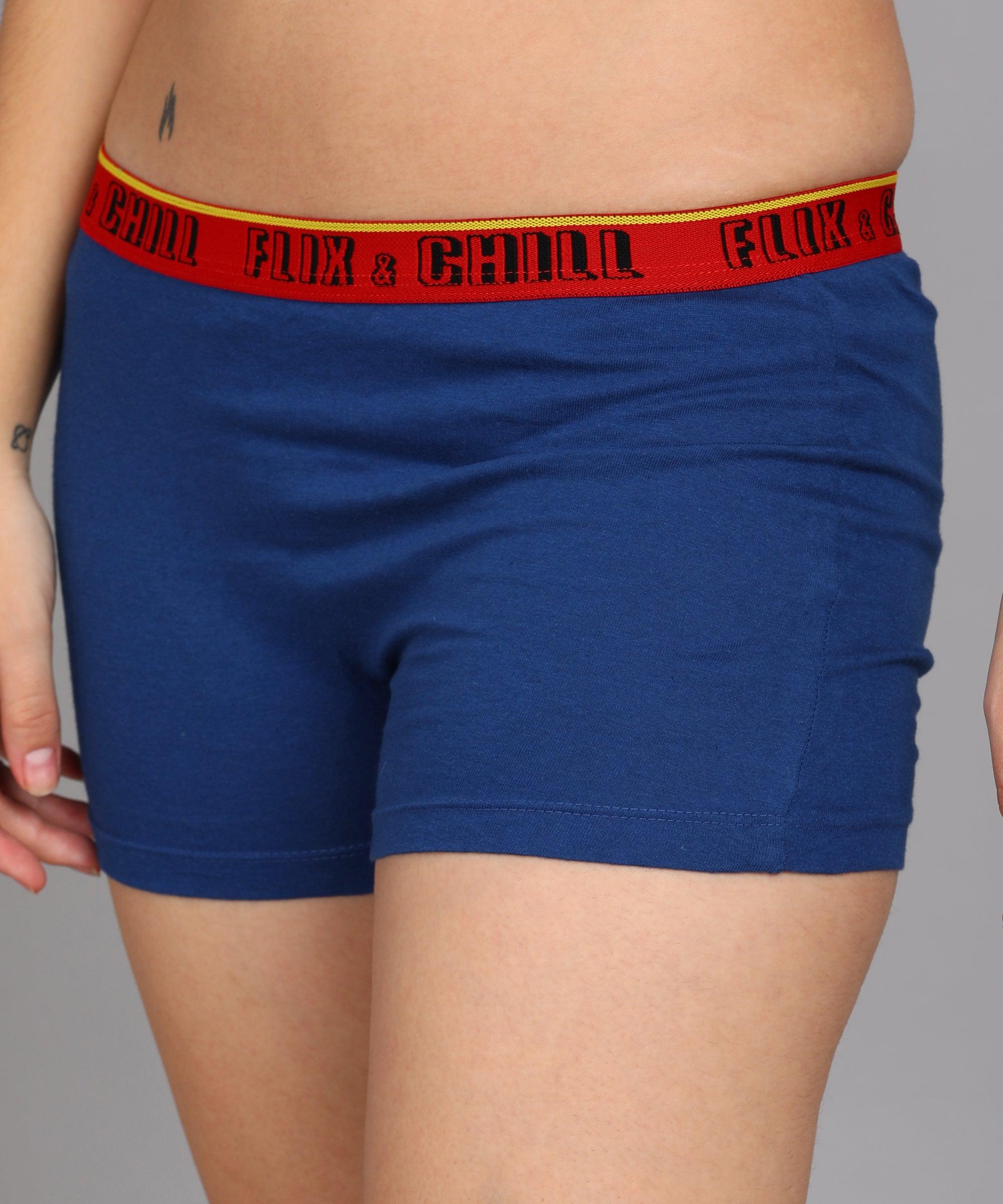Womens FLIXCHILL Boys Shorts 2Combo (Royal Blue) - Young Trendz