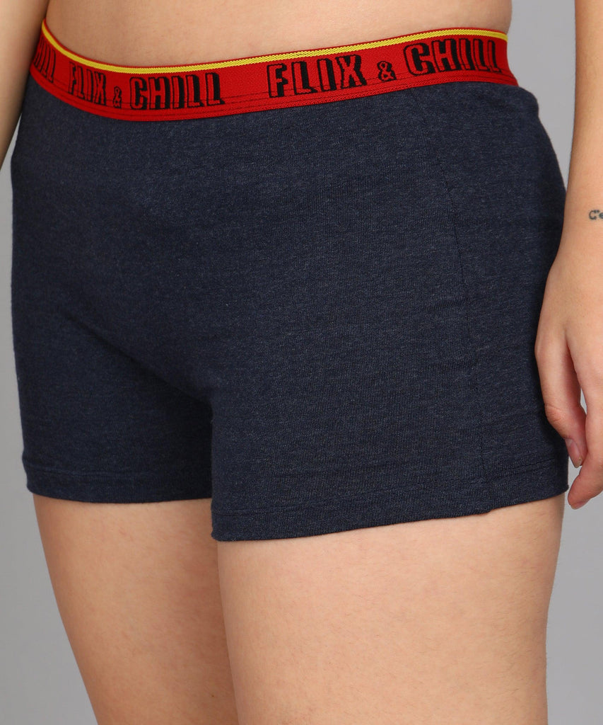 Womens Non Padded FLIXCHILL Combo Boys Shorts Navy Melange (Pack of 3) - Young Trendz