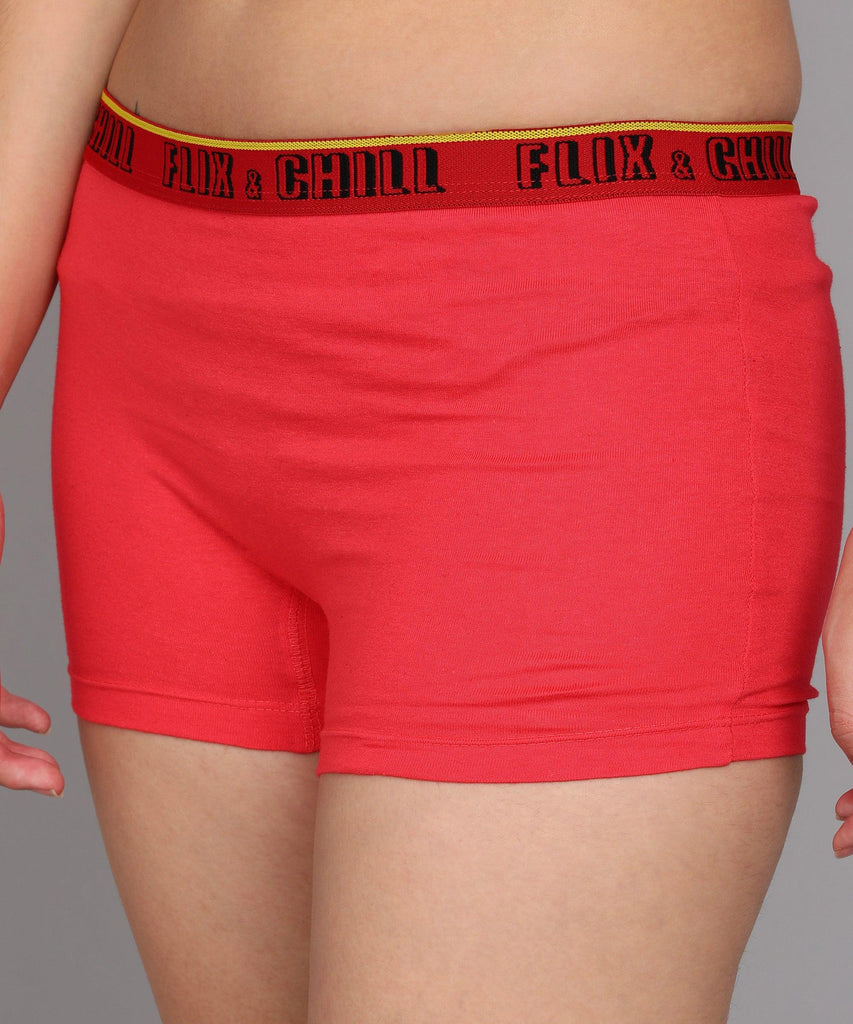 Womens FLIXCHILL Boys Shorts 2Combo (Tomato Red) - Young Trendz