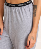 Women T-shirt & Pyjama Set Pure Soft Cotton - Grey - Young Trendz