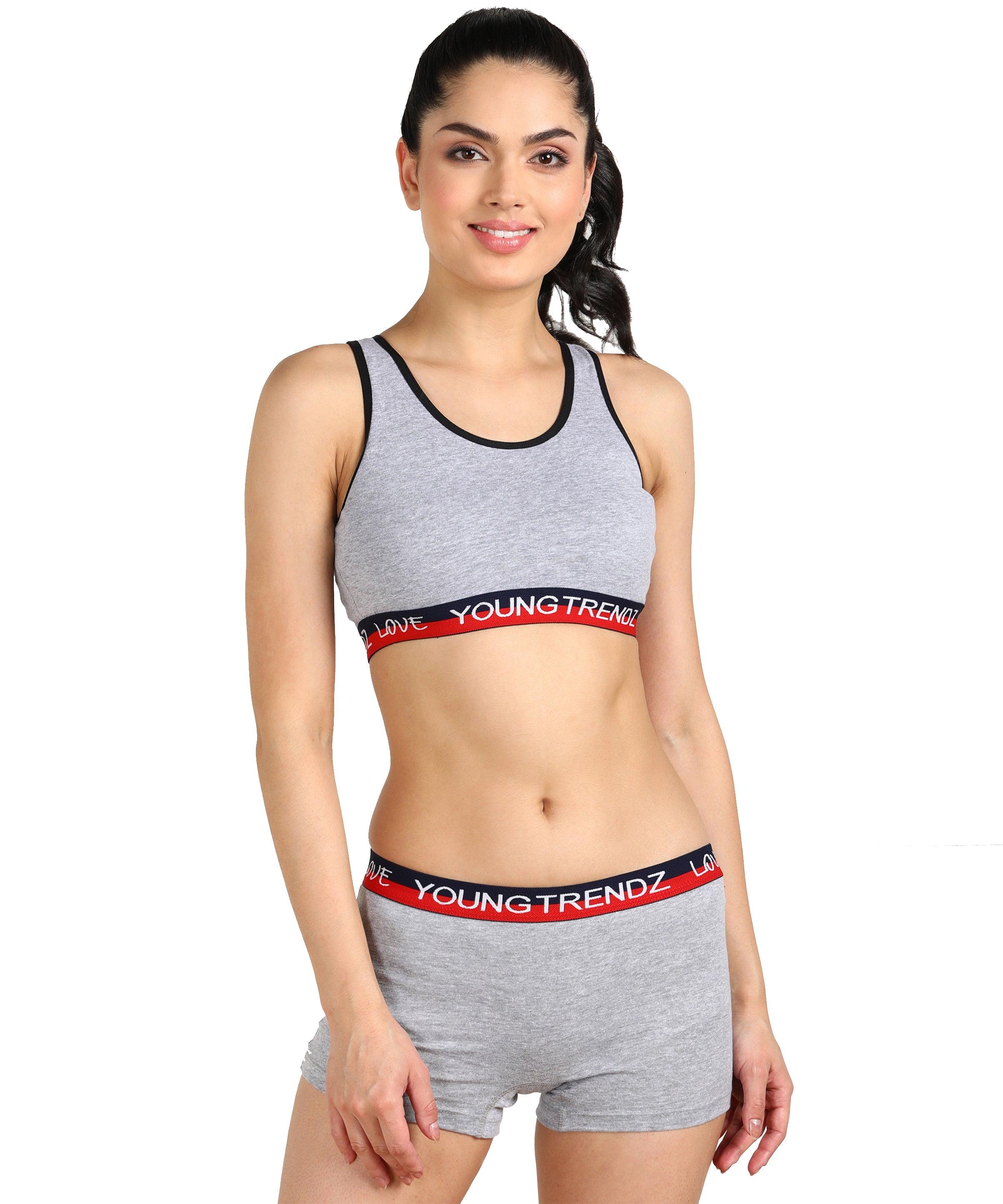 Womens Non Padded Love Elastic Combo Sports Bra - Young Trendz