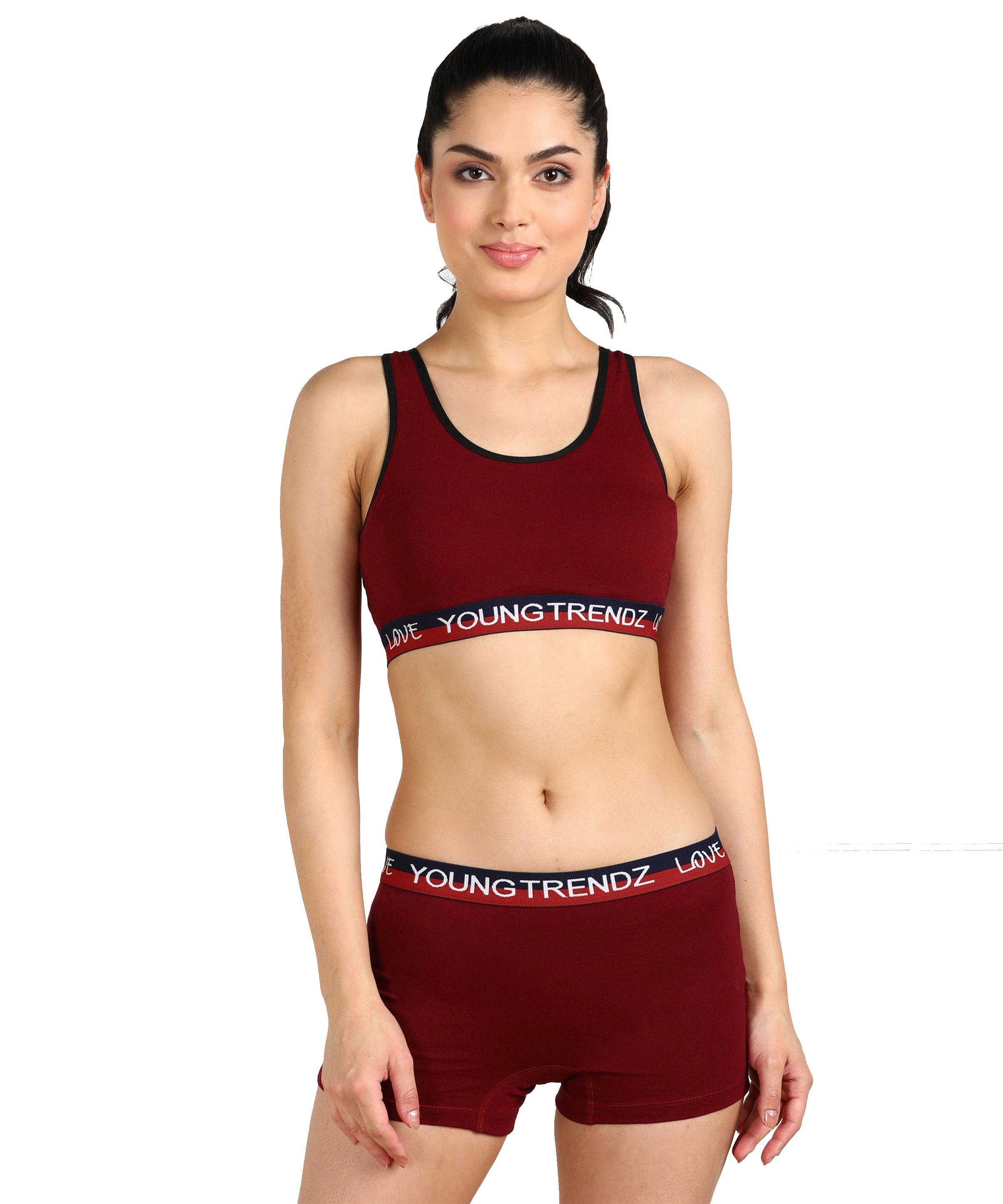 Womens Non Padded Love Elastic Combo Sports Bra - Young Trendz