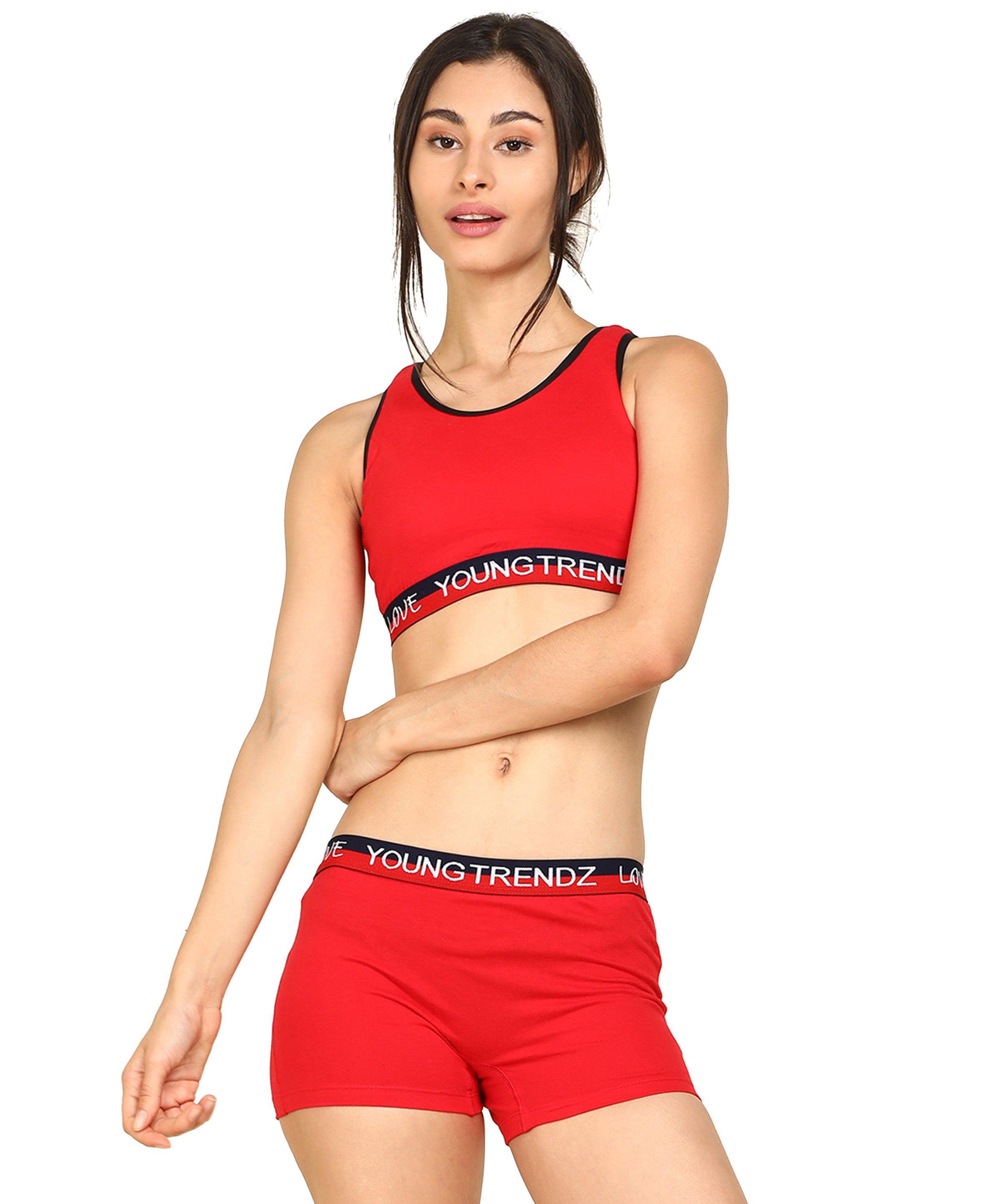 Womens Non Padded Love Elastic Combo Sports Bra - Young Trendz