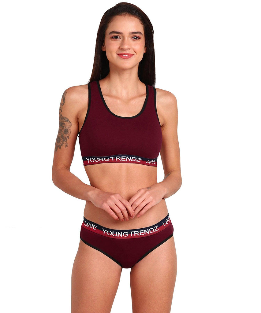 Young Trendz Womens Lingerie Maroon Set - Young Trendz