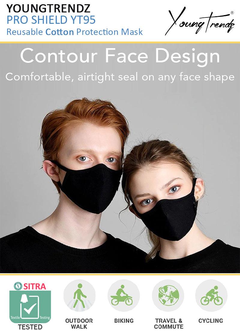 Young trendz Anti-Pollution -Virus Saftey -Bike Rider -Cotton Mask (Pack of 1) (Black, Free Size, Pack of 1) - Young Trendz