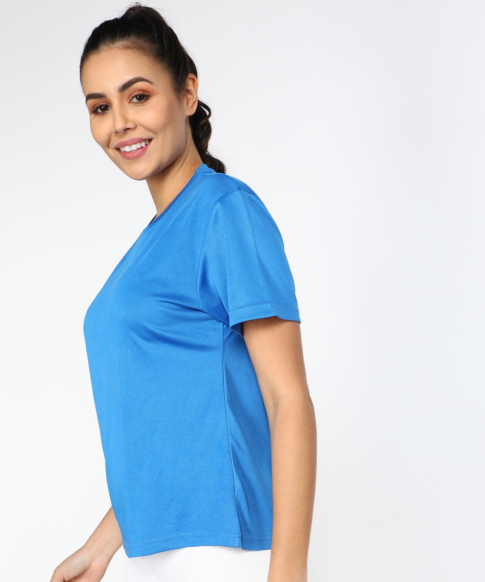 Womens Dry-Fit Sports Combo T.shirt (Blue & White) - Young Trendz