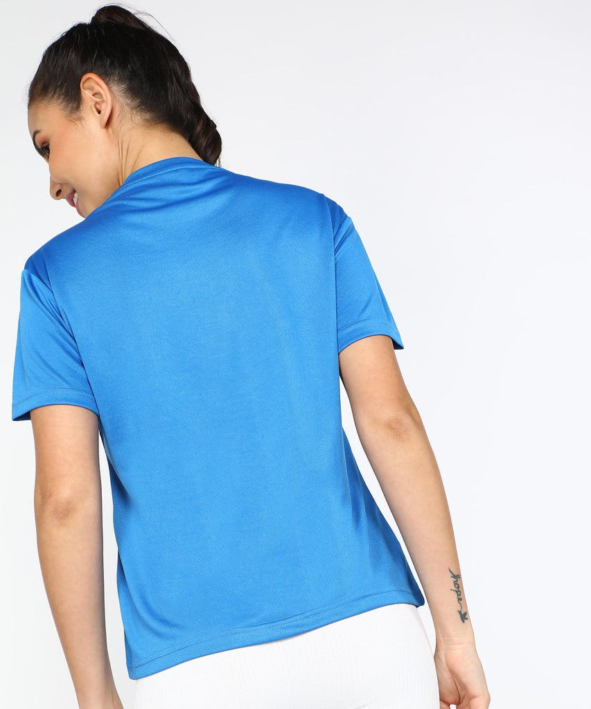 Young Trendz Womens Round Neck Half Sleeve Pocket Printed Sports Tshirt (Blue) - Young Trendz