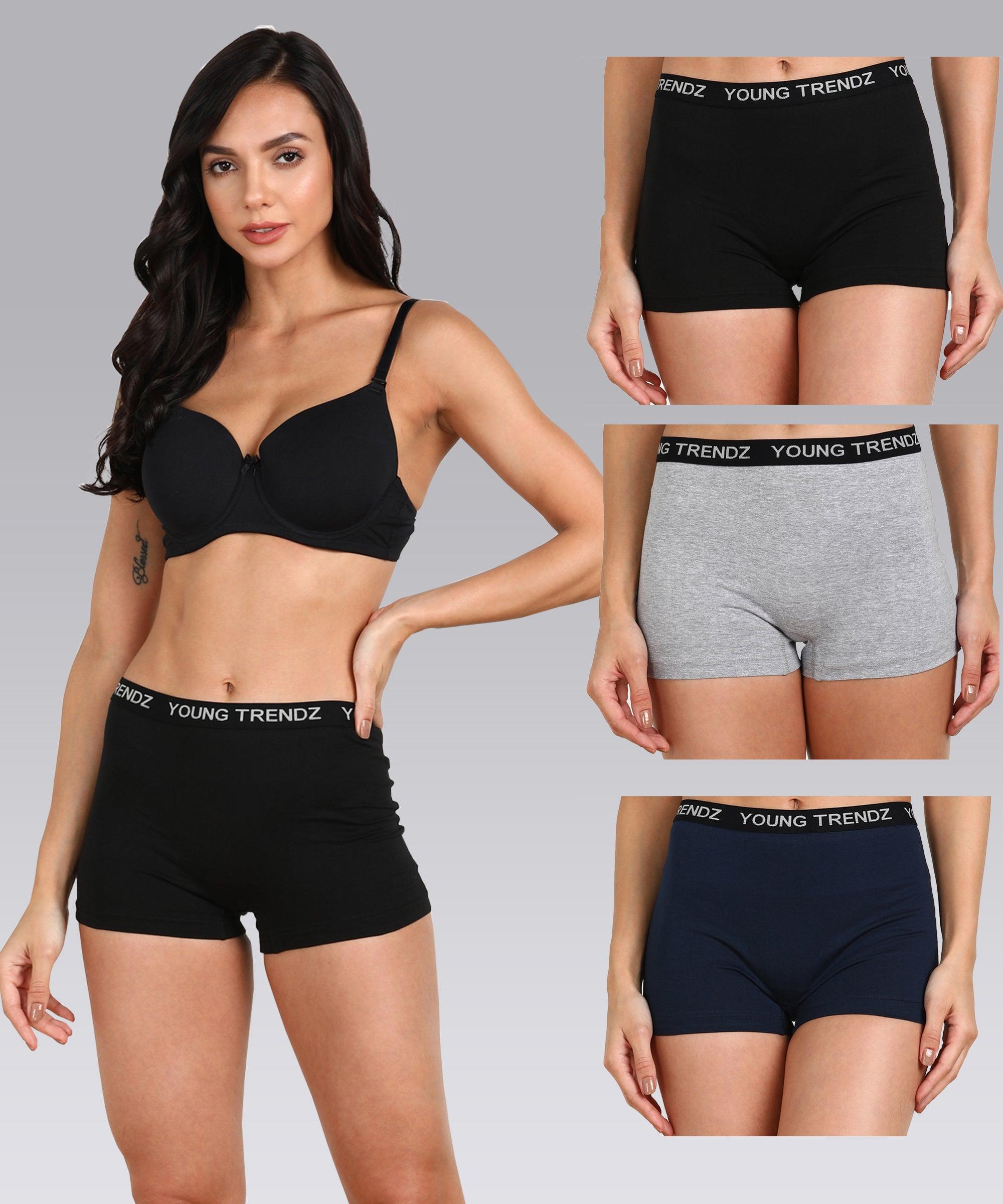 Womens YT Elastic Combo Boyshorts - Young Trendz