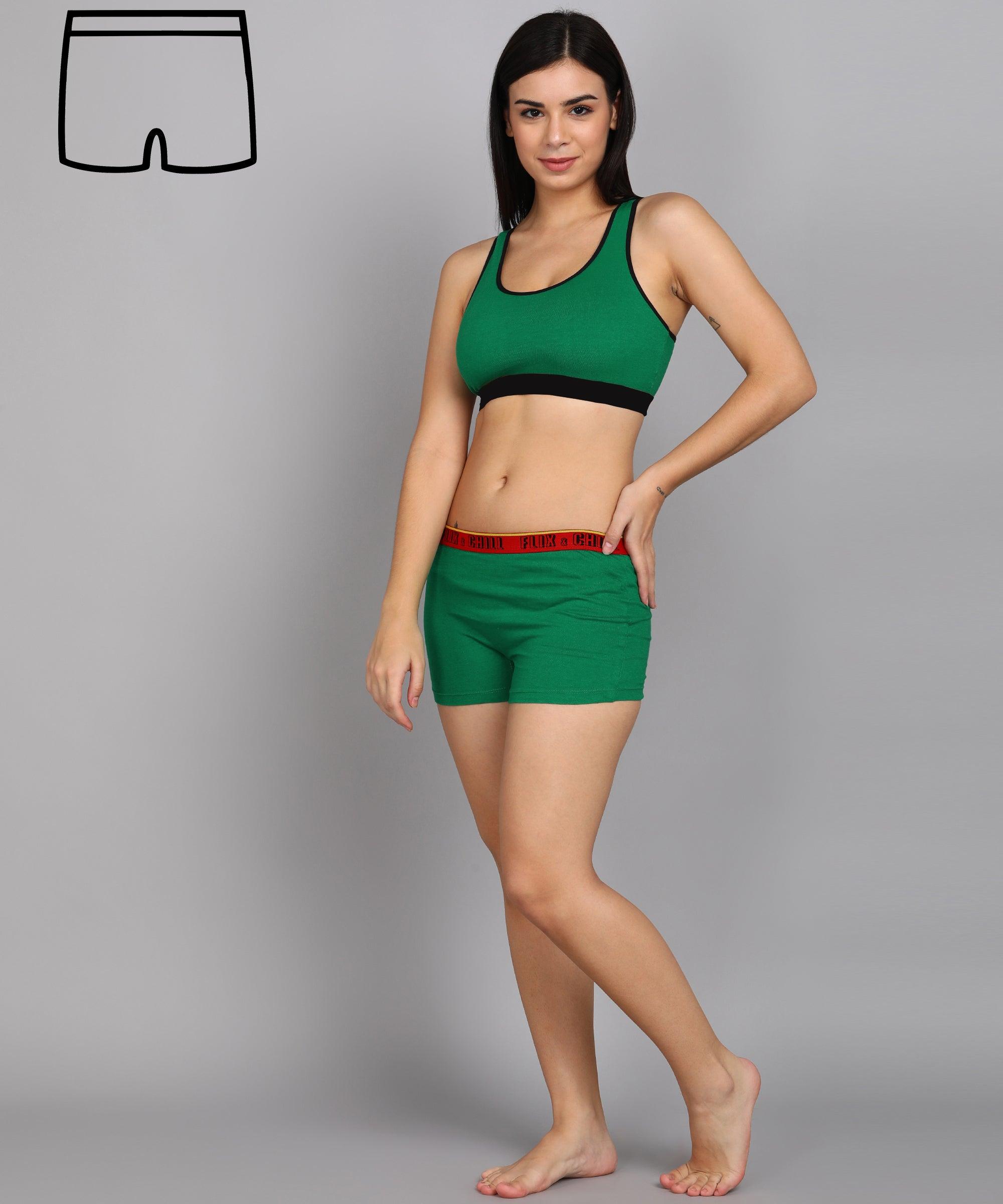 Women FLIXCHILL Boys Shorts Drak Green - Young Trendz