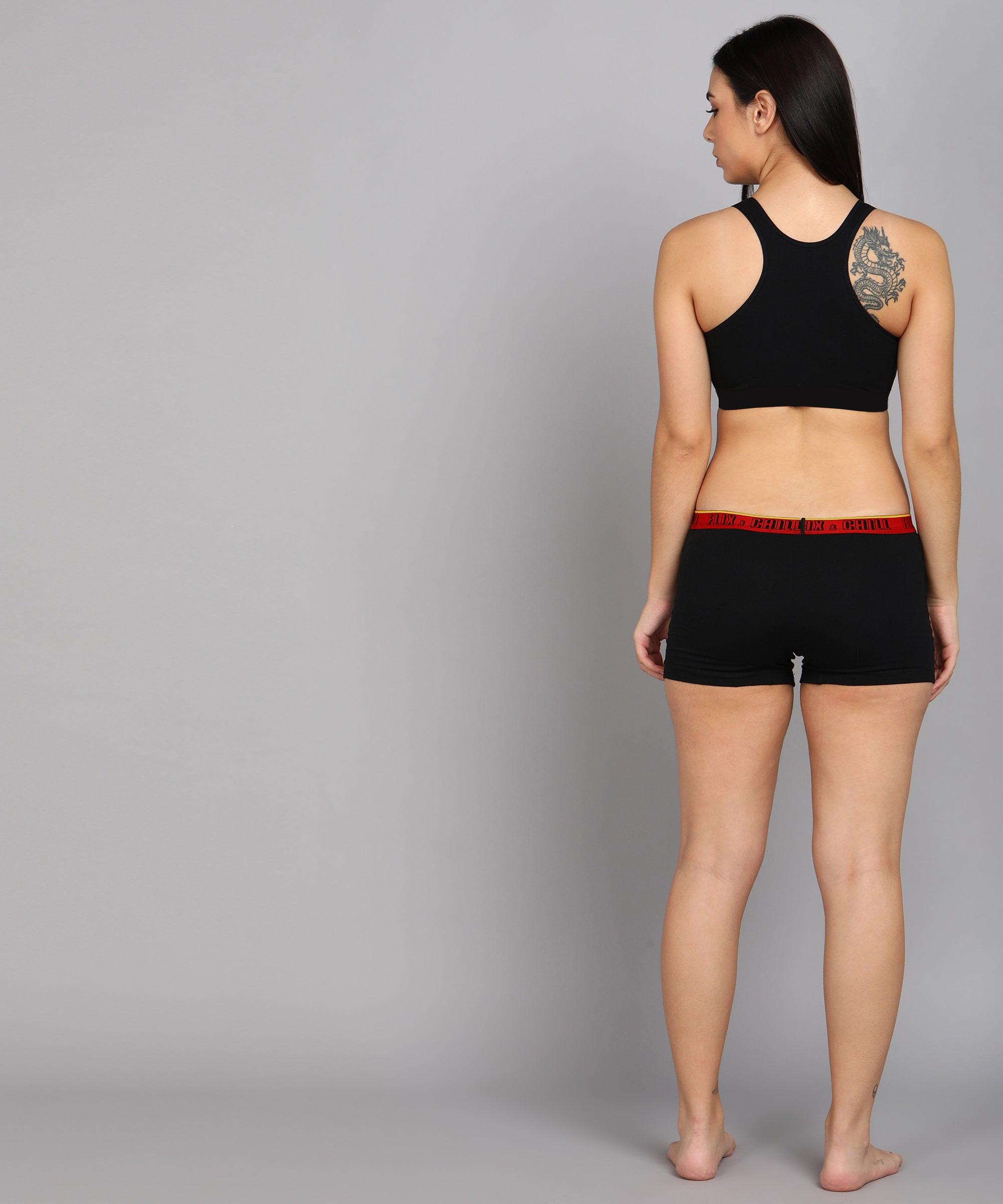 Womens FLIXCHILL Boys Shorts 2Combo (Black) - Young Trendz