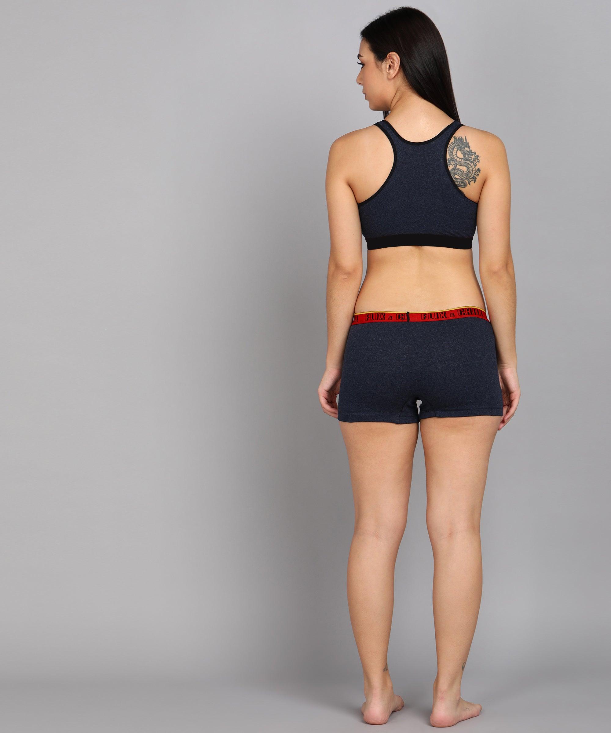 Womens FLIXCHILL Boys Shorts 2Combo (Navy Melange) - Young Trendz