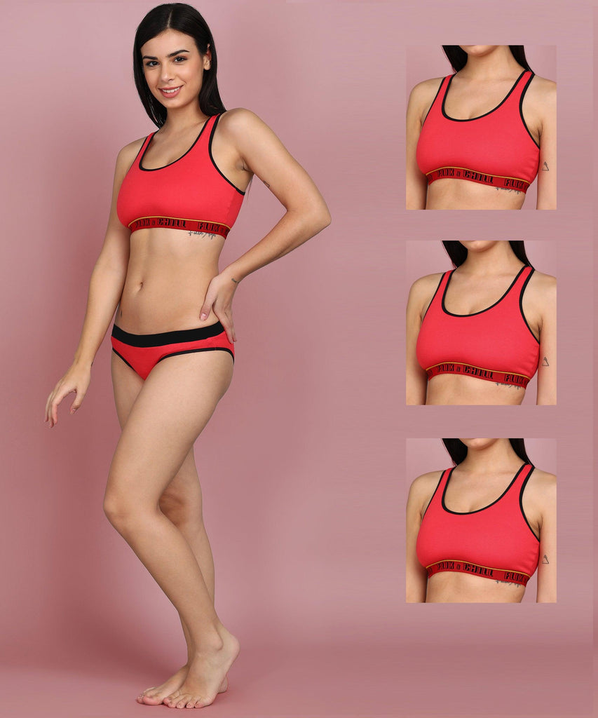 Womens Non Padded FLIXCHILL Combo Sports Bra (Pack of 3) - Young Trendz